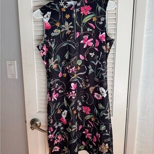 Floral Sleeveless Golf or Pickleball Dress - Black and Pink